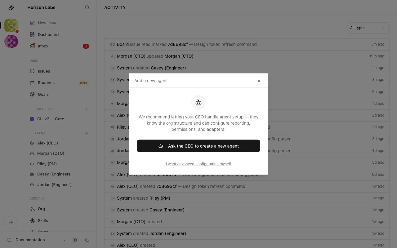 Activity Log filtered to show one category of events