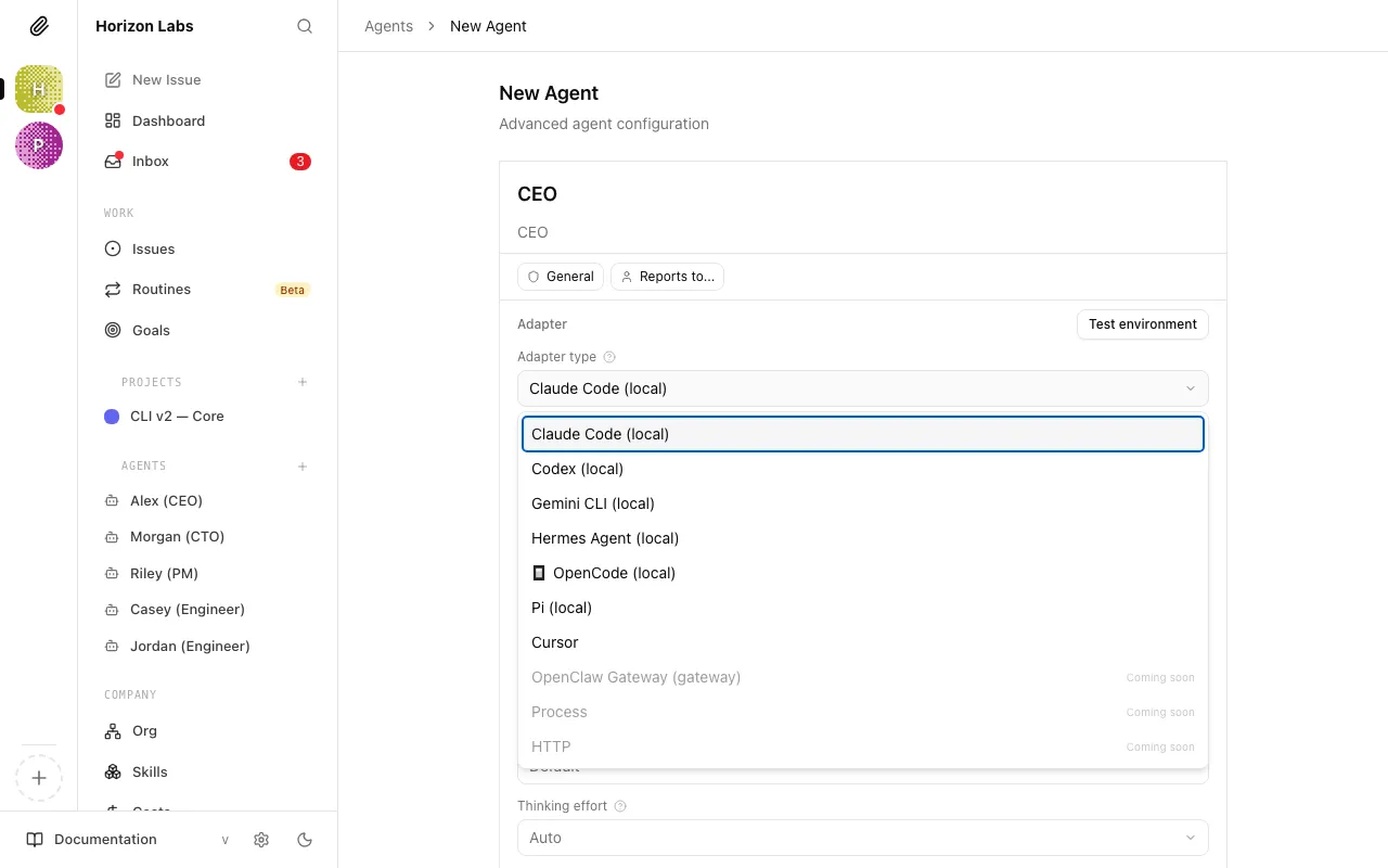 HTTP adapter configuration form
