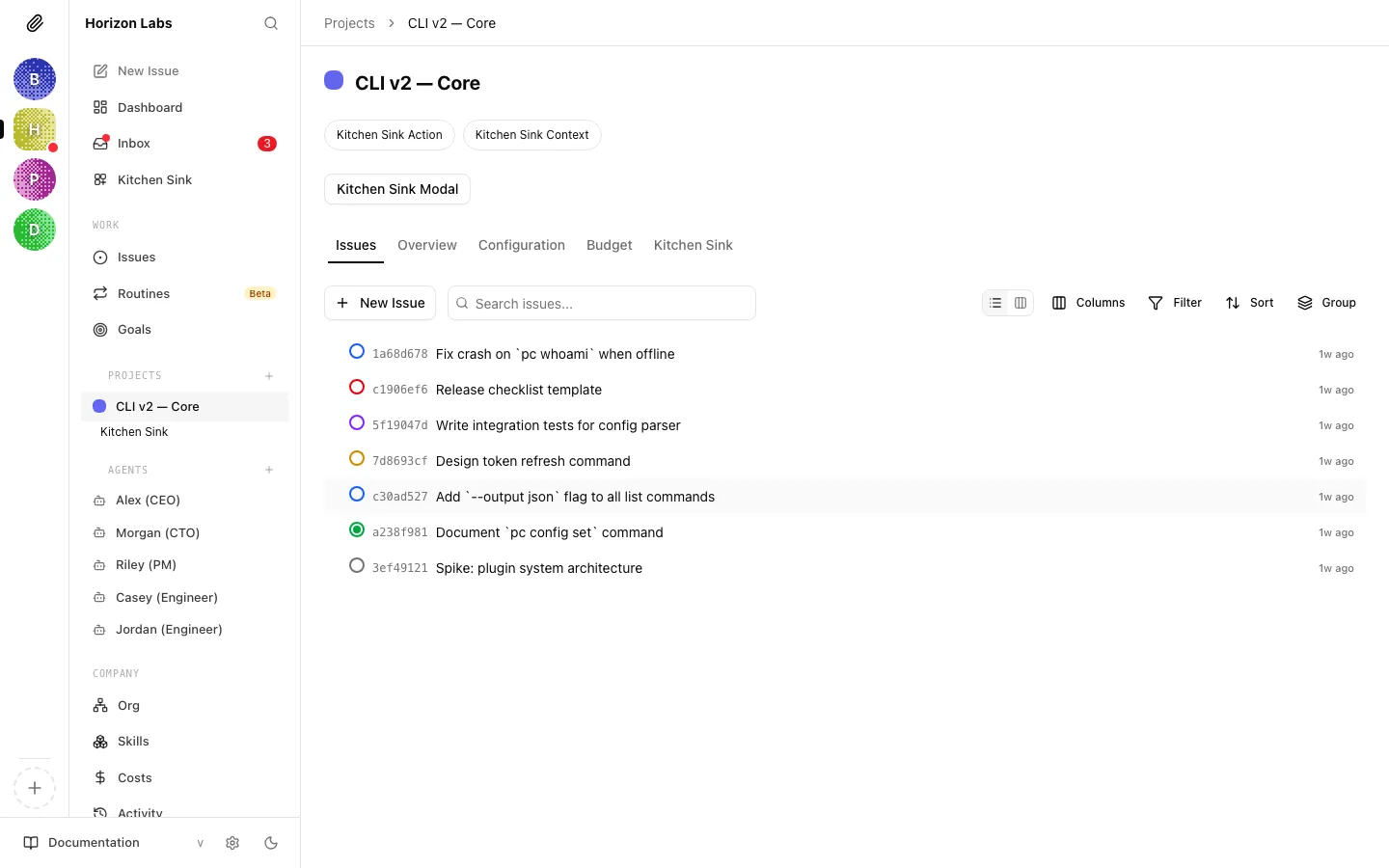 Issues tab